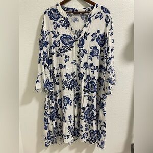 Mlle Gabrielle White and Blue Floral dress
